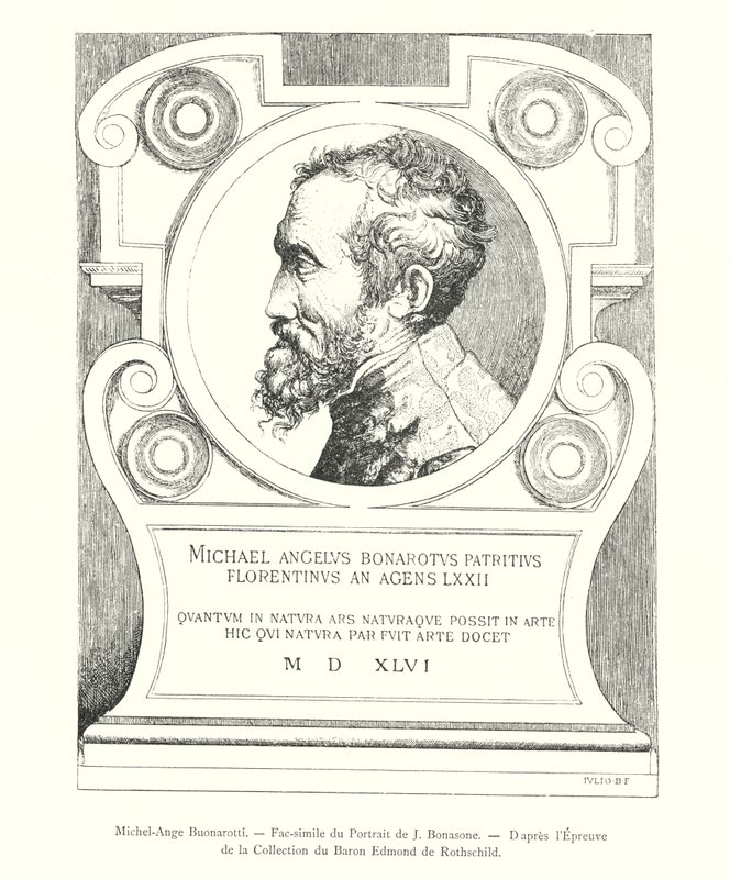 Michel-Ange Buonarotti, Fac-simile van het Portret van J Bonasone, Naar de Proef van de Collectie van Baron Edmond de Rothschild door Italian School