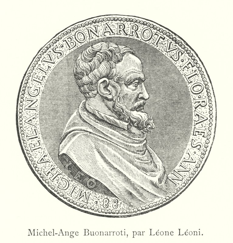 Michelangelo Buonarroti, door Leone Leoni (gravure) door Italian School