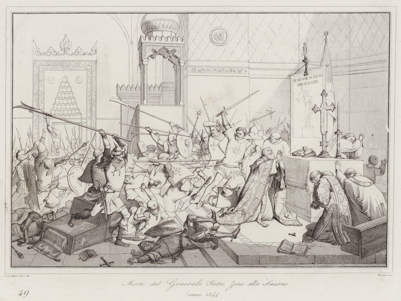 Dood van Generaal Pietro Zeno bij Smyrna door Italian School