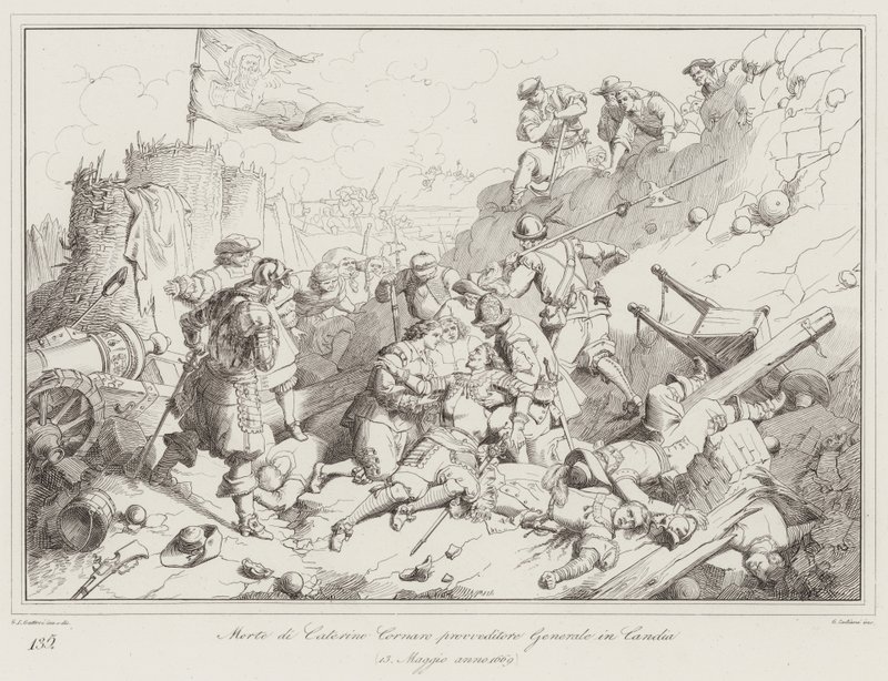 Dood van Caterino Cornaro, gouverneur-generaal in Candia door Italian School