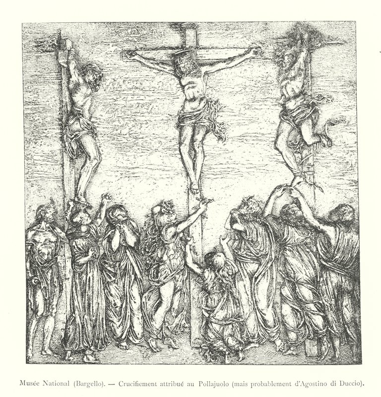 Nationaal Museum, Bargello, Kruisiging toegeschreven aan Pollajuolo, maar waarschijnlijk van Agostino di Duccio (gravure) door Italian School