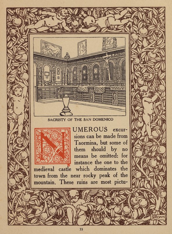 Pagina uit brochure voor San Domenico Palace Hotel, Taormina (litho) door Italian School