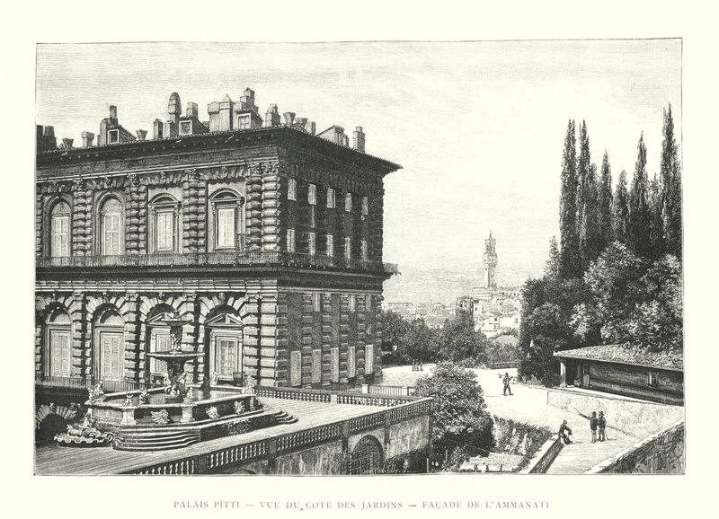 Pitti Paleis, Uitzicht vanaf de Tuinen, Façade van Ammanati door Italian School
