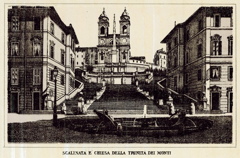 Rome: Trappen en Kerk van de Trinita dei Monti door Italian School