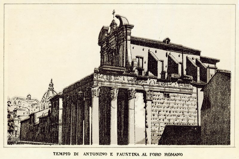 Rome: Tempel van Antoninus en Faustina op het Forum Romanum door Italian School