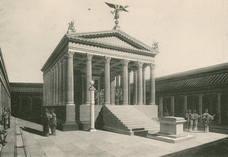 De tempel van Apollo zoals het was (gravure) door Italian School