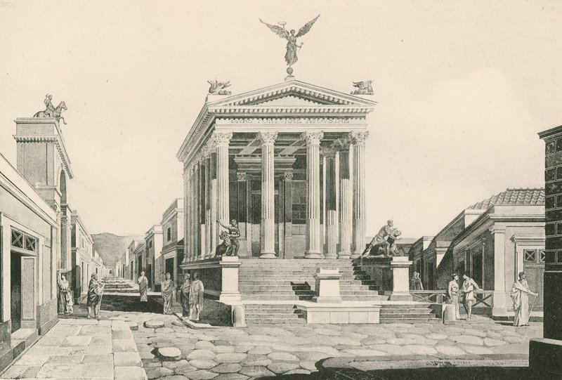 De tempel van Fortuna zoals het was (gravure) door Italian School
