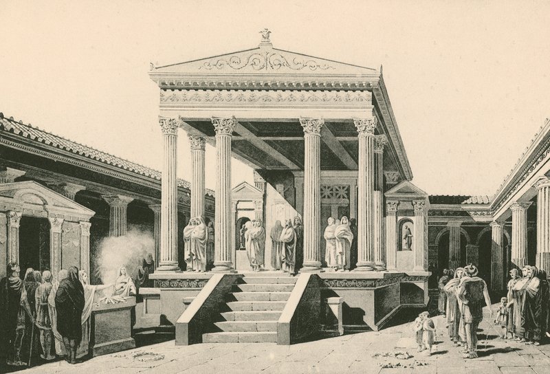 De Tempel van Isis zoals het was door Italian School