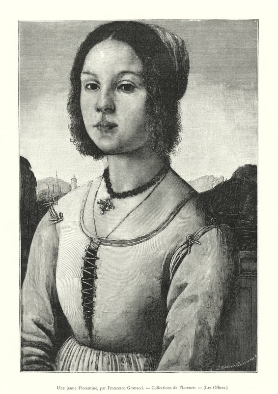 Een jonge Florentijnse, door Francesco Granacci, Collecties van Florence, De Uffizi door Italian School