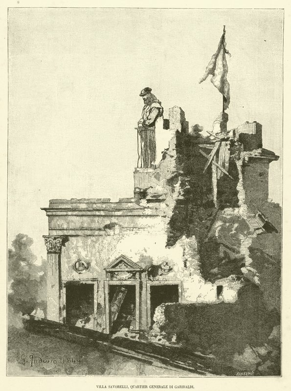 Villa Savorelli, Quartier Generale di Garibaldi (gravure) door Italian School