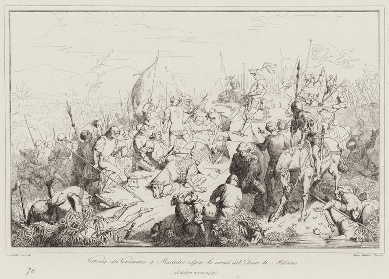 Overwinning van de Venetianen in Maclodio op de wapens van de Hertog van Milaan door Italian School