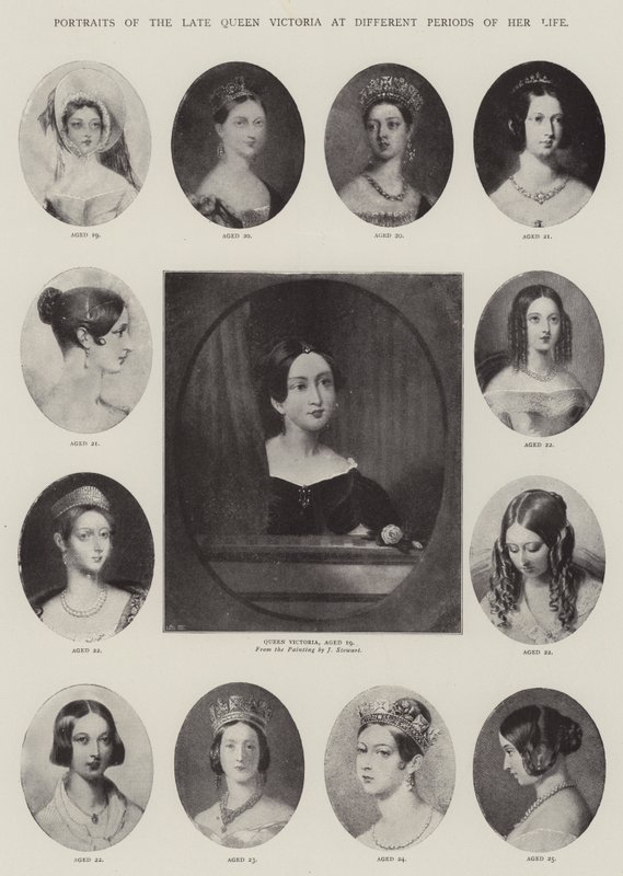 Portretten van wijlen koningin Victoria in verschillende perioden van haar leven door J. Stewart