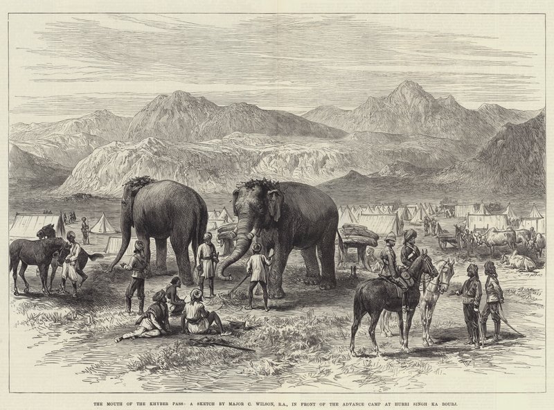 De Mond van de Khyberpas, voor het Vooruitgeschoven Kamp bij Hurri Singh Ka Bourj door J.C. Wilson