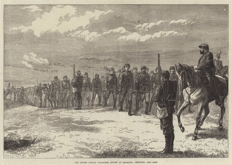 De Paasmaandag Vrijwilligersparade in Brighton, opstellen in Linie door J.M.L. Ralston
