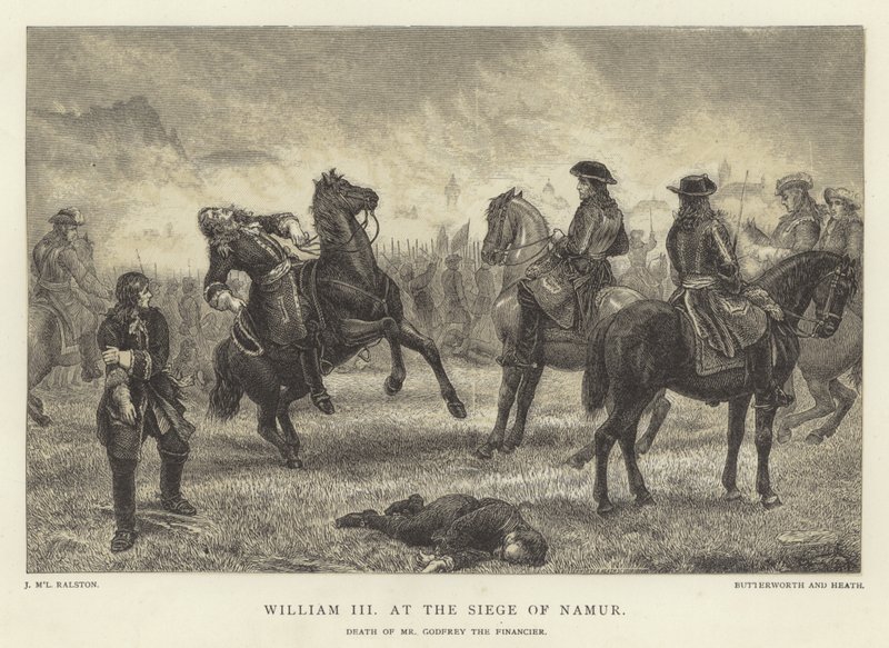 Willem III bij het Beleg van Namen, dood van de financier Mr. Godfrey door J.M.L. Ralston