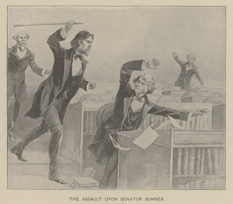 De aanval op senator Sumner door J. (after) Steeple Davis