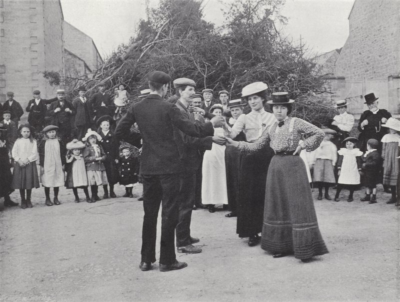 De Northumbrian Baal Vuur, Dorpsbewoners Dansen door J. Benjamin Stone