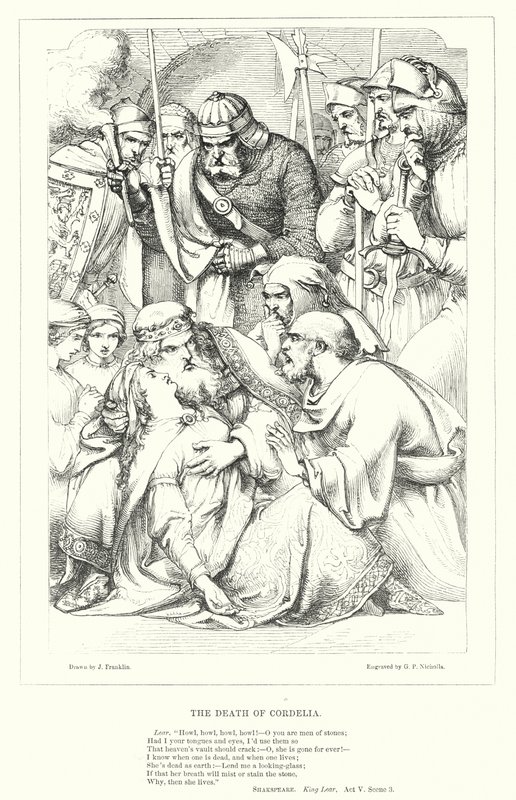 De dood van Cordelia (gravure) door J. Franklin