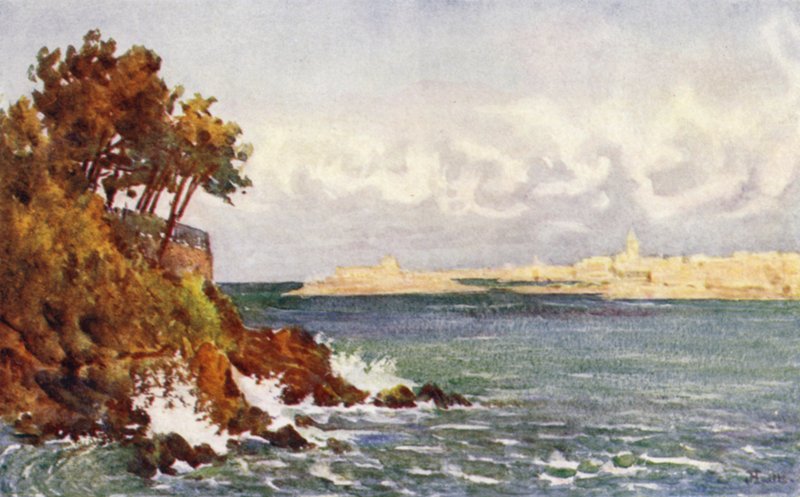 St Malo vanaf het Priory Strand, Dinard door J. Hardwicke Lewis