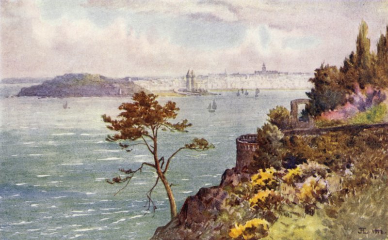 St Servan en monding van de Rance vanaf Vicomte door J. Hardwicke Lewis