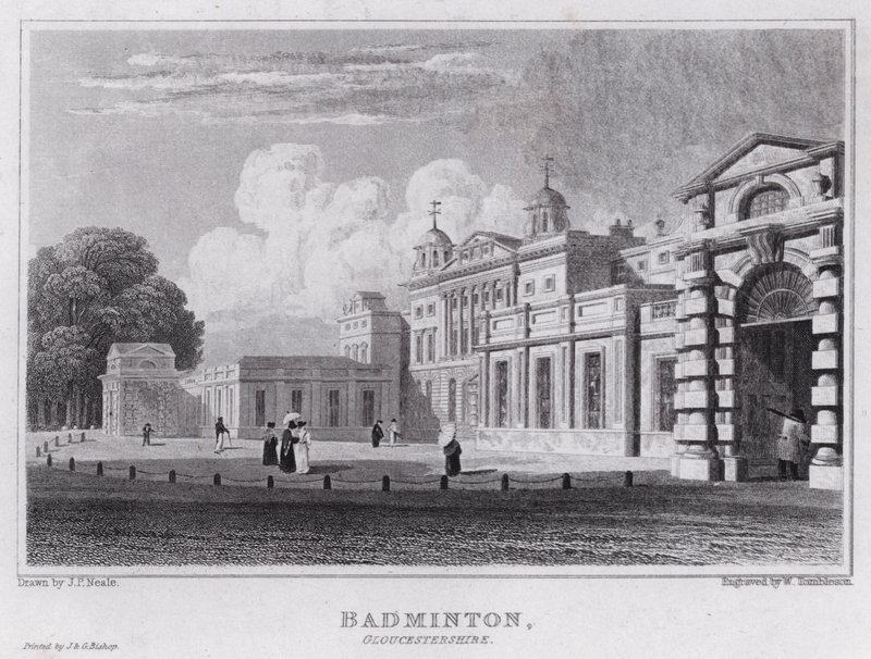 Badminton, Gloucestershire (gravure) door John Preston Neale