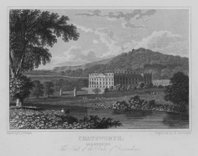 Chatsworth, Derbyshire, Het Huis van de Hertog van Devonshire door John Preston Neale