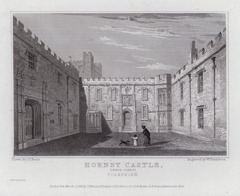 Hornby Castle, Binnenhof, Yorkshire door John Preston Neale
