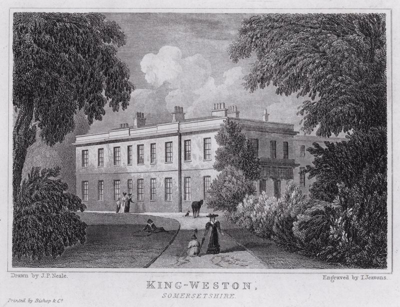 King-Weston, Somersetshire (gravure) door John Preston Neale