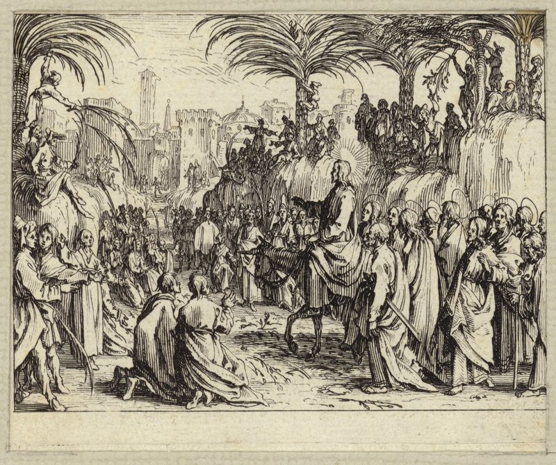 Jezus Christus die Jeruzalem binnengaat door Jacques (after) Callot