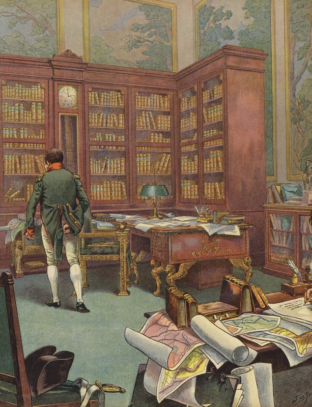 Napoleon Bonaparte raadpleegt kaarten in zijn studeerkamer door Jacques Marie Gaston Onfray de Breville (Job)