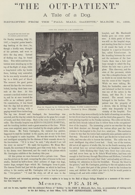 Advertentie, De polikliniek, een verhaal van een hond door James Yates Carrington