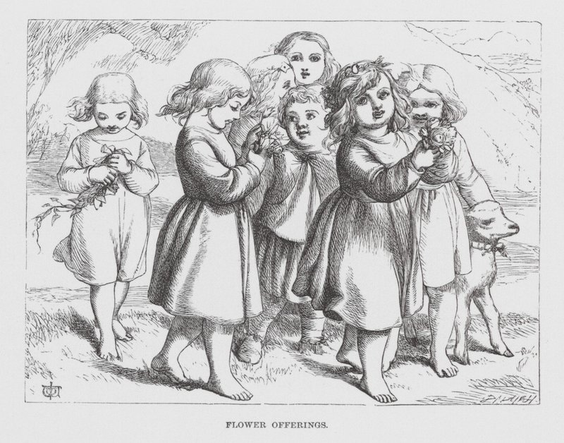 Bloemoffers (gravure) door James Dawson Watson