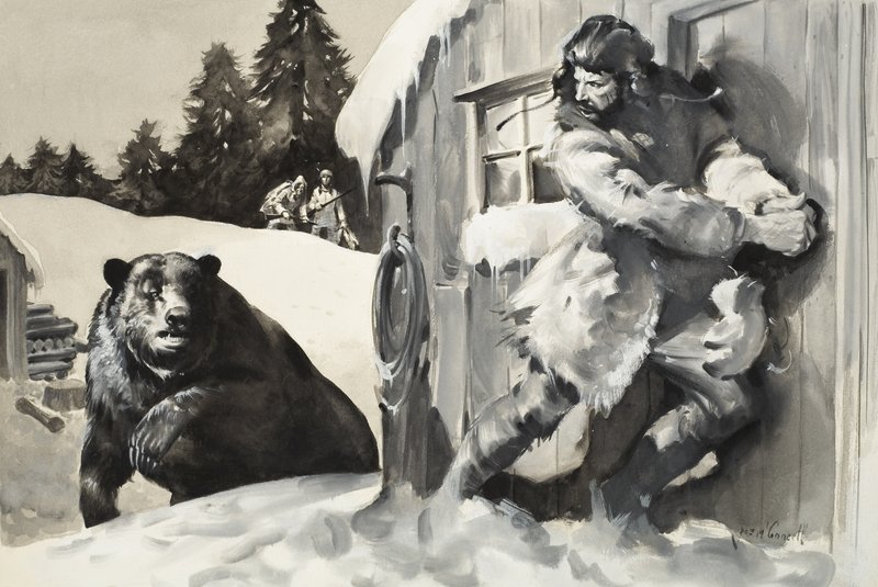 Grizzly Beer (gouache op papier) door James Edwin McConnell
