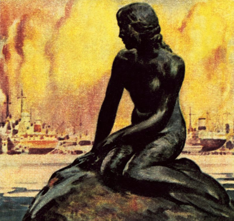 Het standbeeld van de kleine zeemeermin in Kopenhagen door James Edwin McConnell