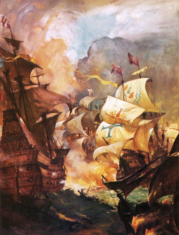 De Armada wordt vernietigd door Engelse vuurschepen door James Edwin McConnell