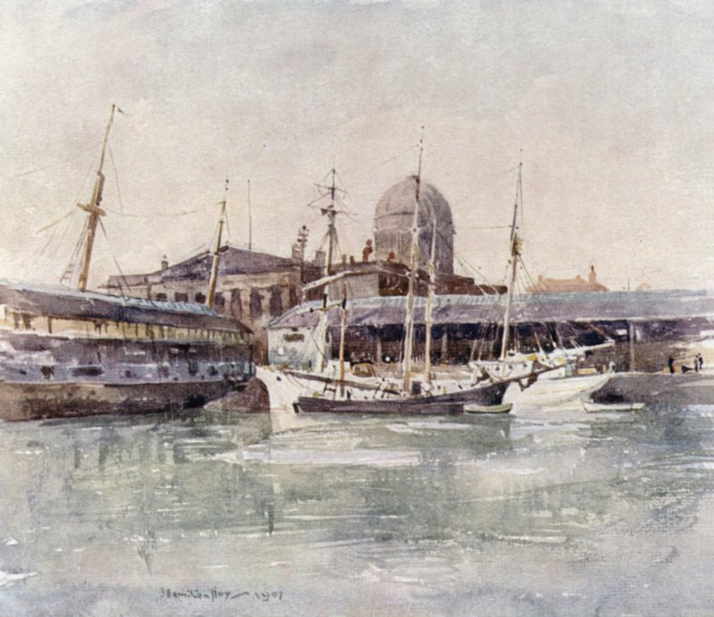 Douanehuis vanaf de Salthouse Dock door James Hamilton Hay