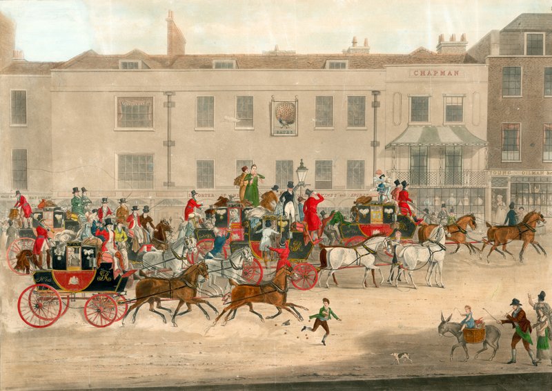 North Country Mails bij de Peacock, Islington door James Pollard