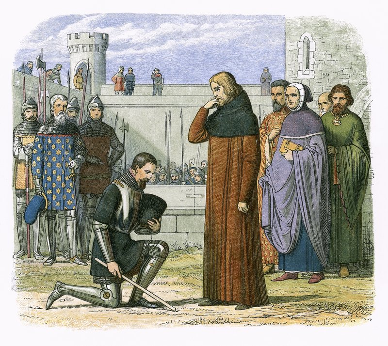 Ontmoeting van Richard II en Henry Bollinbroke waarbij Henry de troon eist door James William Edmund Doyle