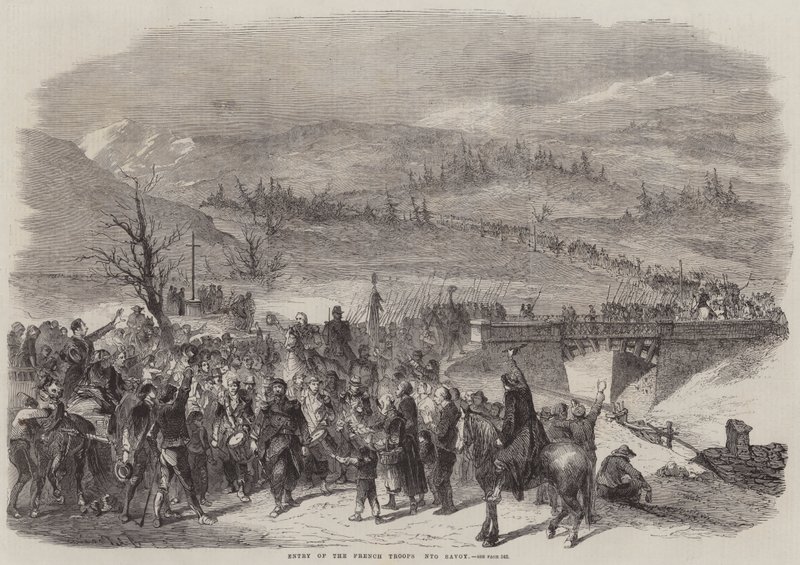 Intocht van de Franse troepen in Savoye door Jean Adolphe Beauce