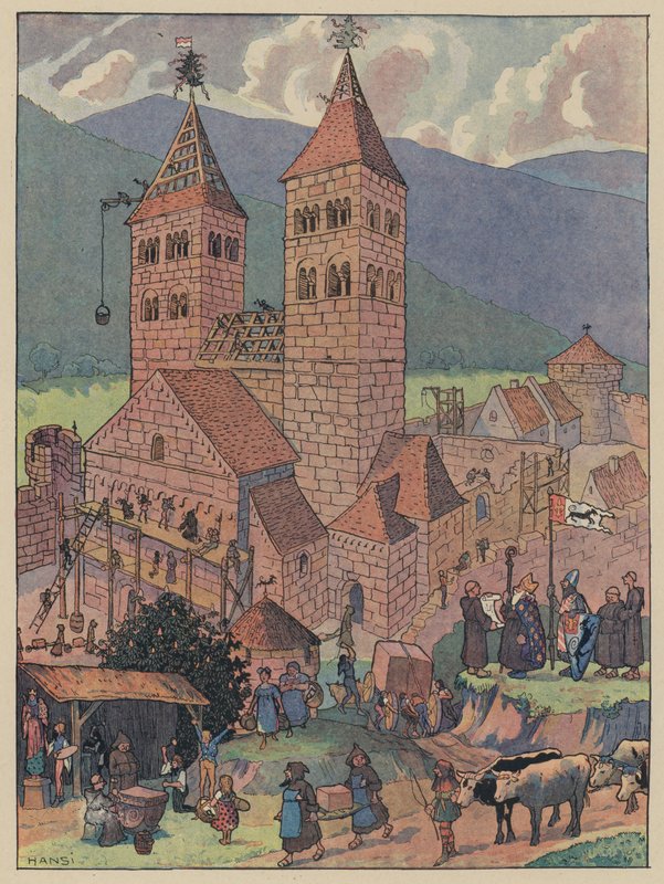 Bouw van de Abdij van Murbach, nabij Guebwiller, Elzas door Jean Jacques Waltz