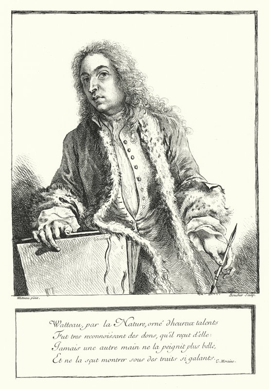 Zelfportret van de Franse kunstenaar Antoine Watteau door Jean Antoine (after) Watteau