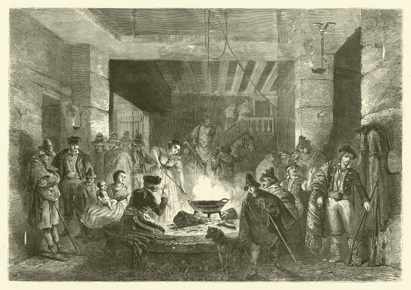 Posada, een herberg in de Sierra Nevada, Spanje door Jean Antoine Valentin Foulquier