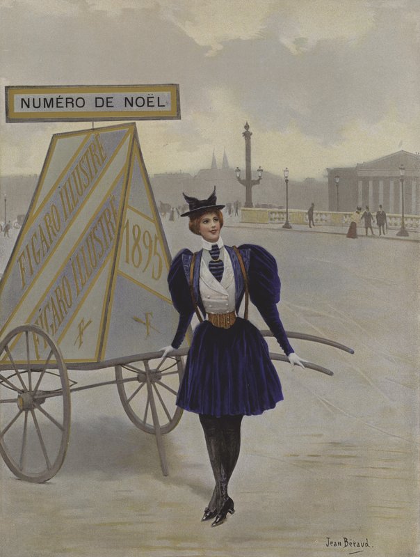 Reclame van de Toekomst. Omslagillustratie van Le Figaro Illustre, december 1895 door Jean Beraud