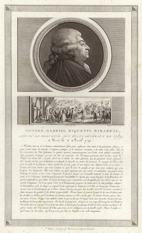 Portret van Honore Gabriel Riqueti, graaf van Mirabeau door Jean Duplessi Bertaux