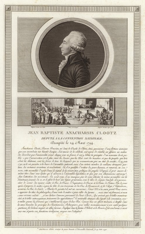 Portret van Jean-Baptiste du Val-de-Grace, baron de Cloots door Jean Duplessi Bertaux