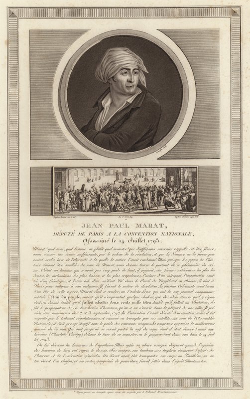 Portret van Jean-Paul Marat door Jean Duplessi Bertaux