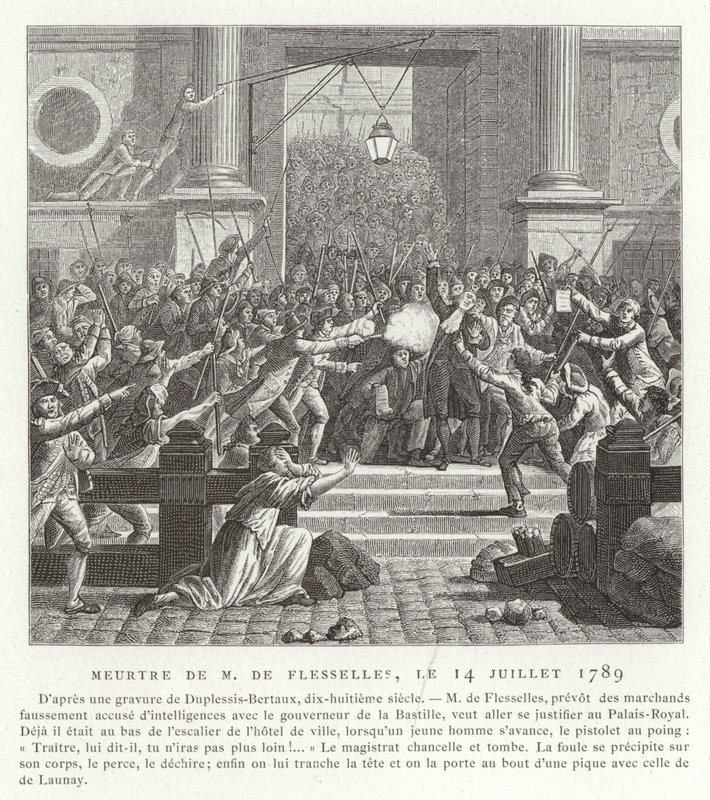 De moord op Jacques de Flesselles, Franse Revolutie, 14 juli 1789 door Jean Duplessis Bertaux