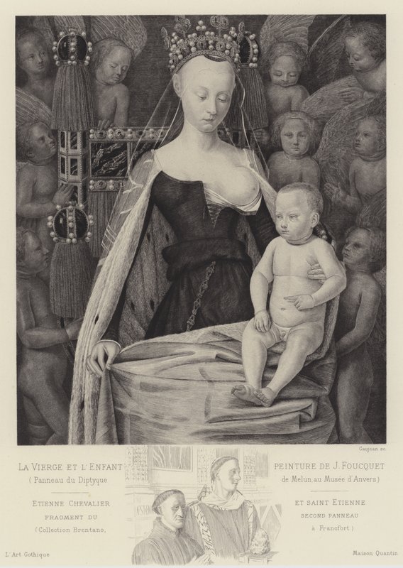 De Maagd en het Kind omringd door Engelen, ca. 1450 door Jean Fouquet