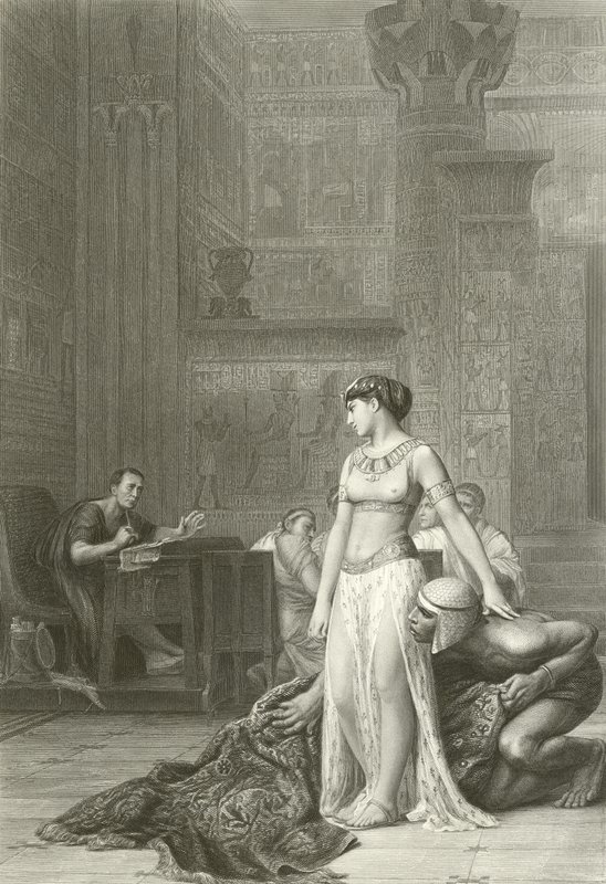 Cleopatra en Caesar (gravure) door Jean Leon (after) Gerome
