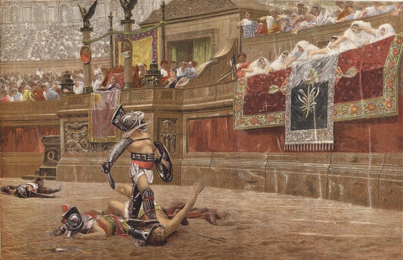 De Gladiatoren door Jean Leon after Gerome